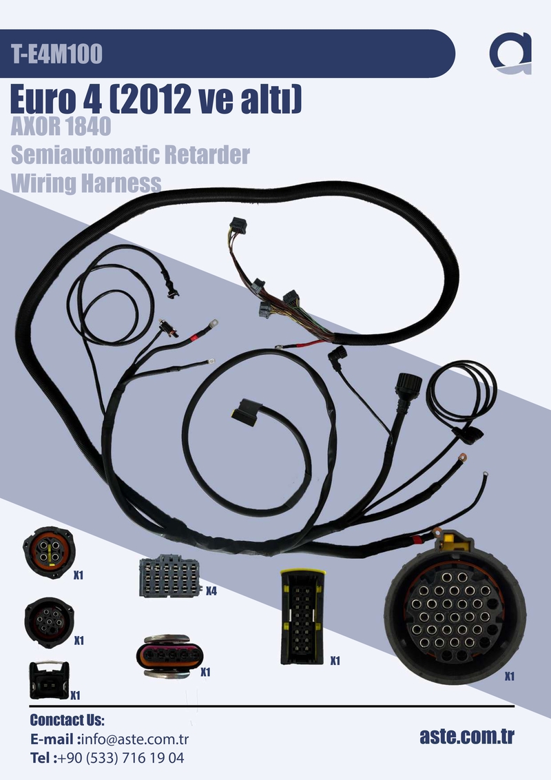Euro 4 (2012 ve under) Axor 1840 Semiautomatic Retarder Wiring Harness (T-E4M100)